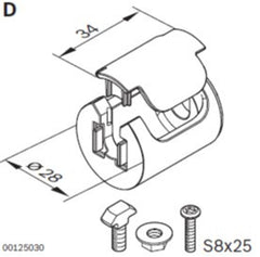 XLean T-connector; Attach tubular profile to 45 x 45 extrusion; 3842532879